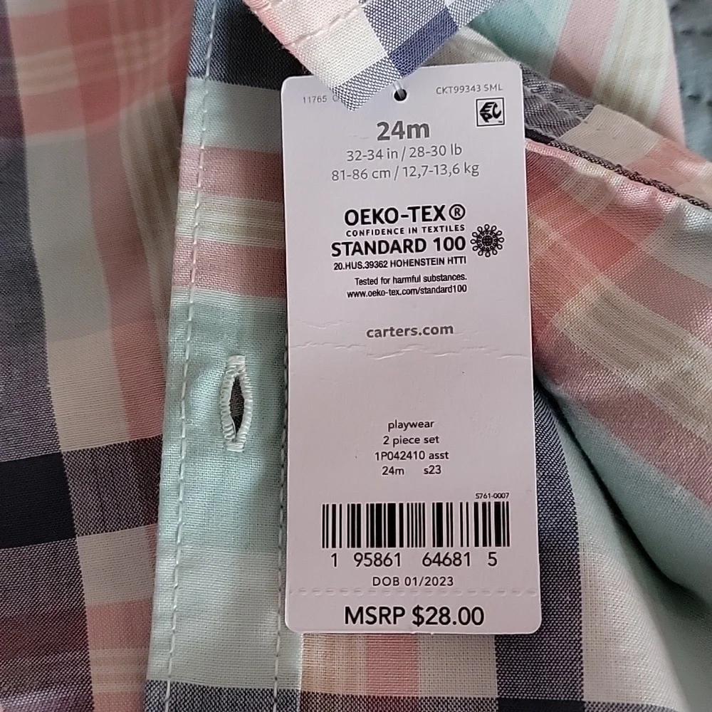 Carter's boys 24 months, 2 piece shirt and short set. NWT